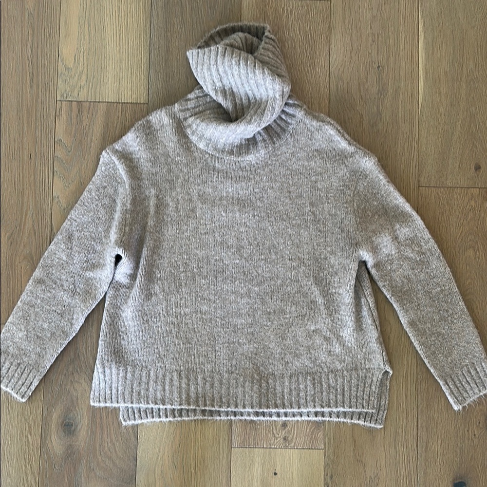 Olivaceous Gray Chunky Knit Turtleneck Sweater